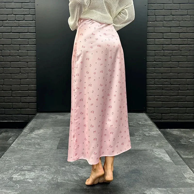 Bianca High Waist Satin Printed Midi Skirt - Image 5
