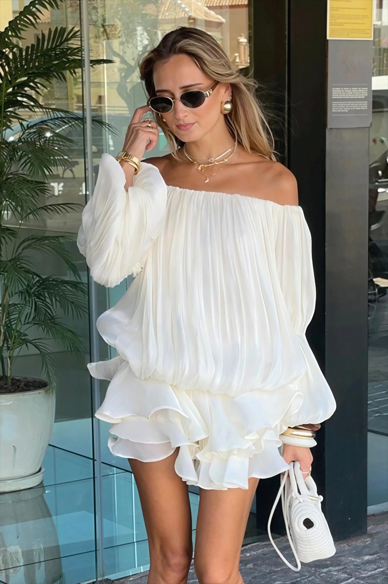 Bianca Off-Shoulder Ruffle Tiered Mini Dress - Image 4