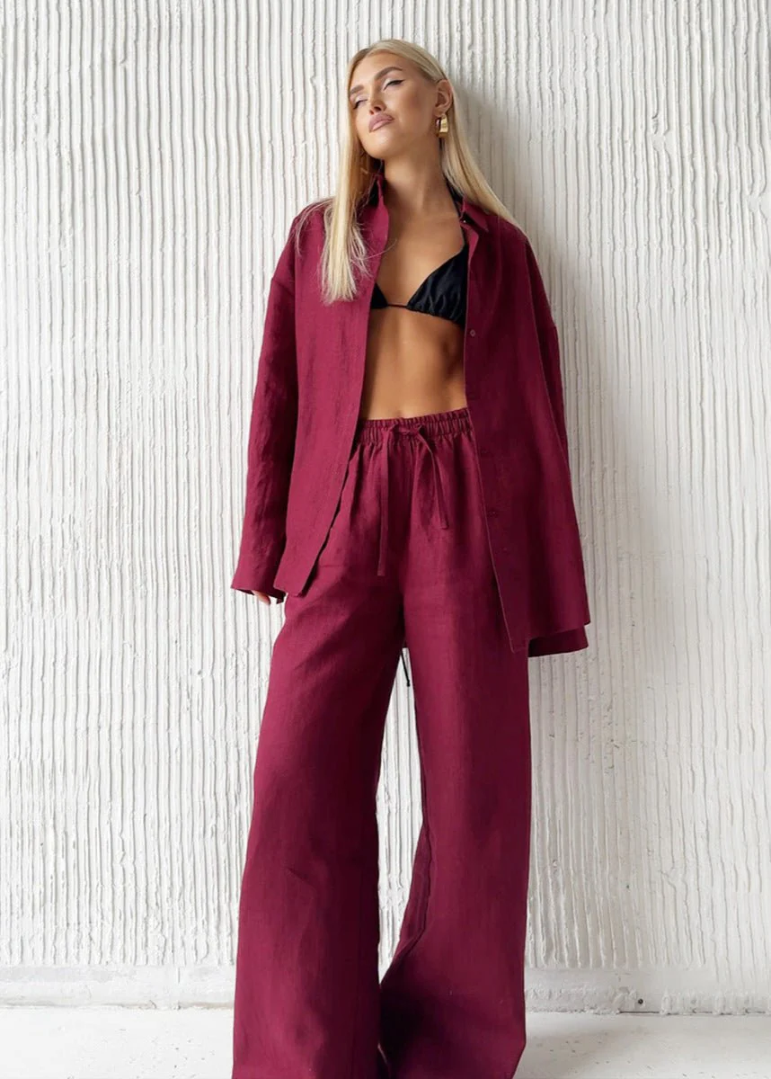 Bianca Relaxed Cotton Shirt & Wide-Leg Pants Set