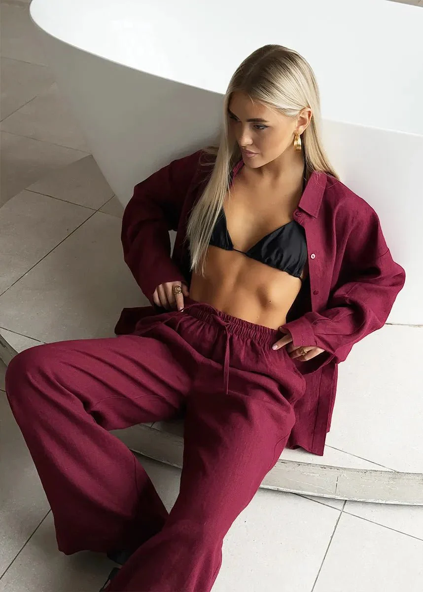 Bianca Relaxed Cotton Shirt & Wide-Leg Pants Set - Image 2