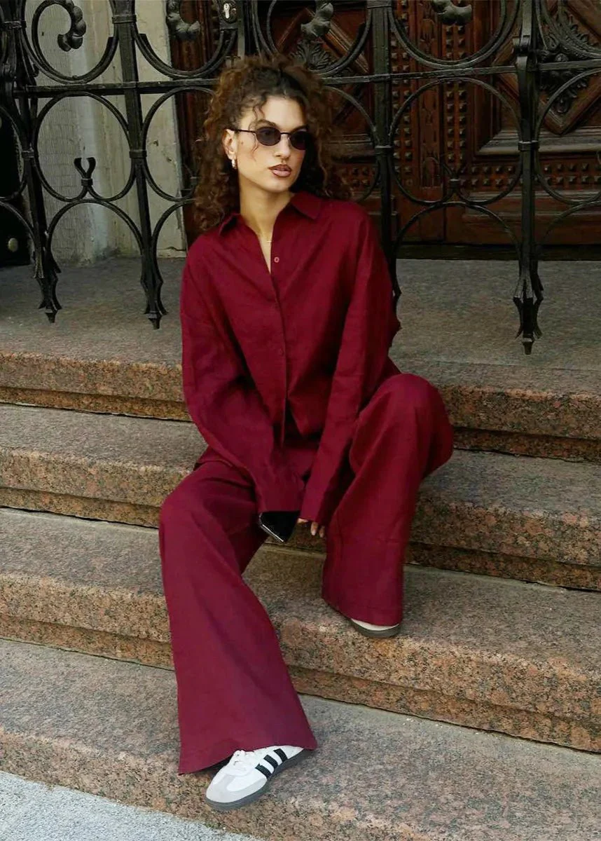 Bianca Relaxed Cotton Shirt & Wide-Leg Pants Set - Image 4