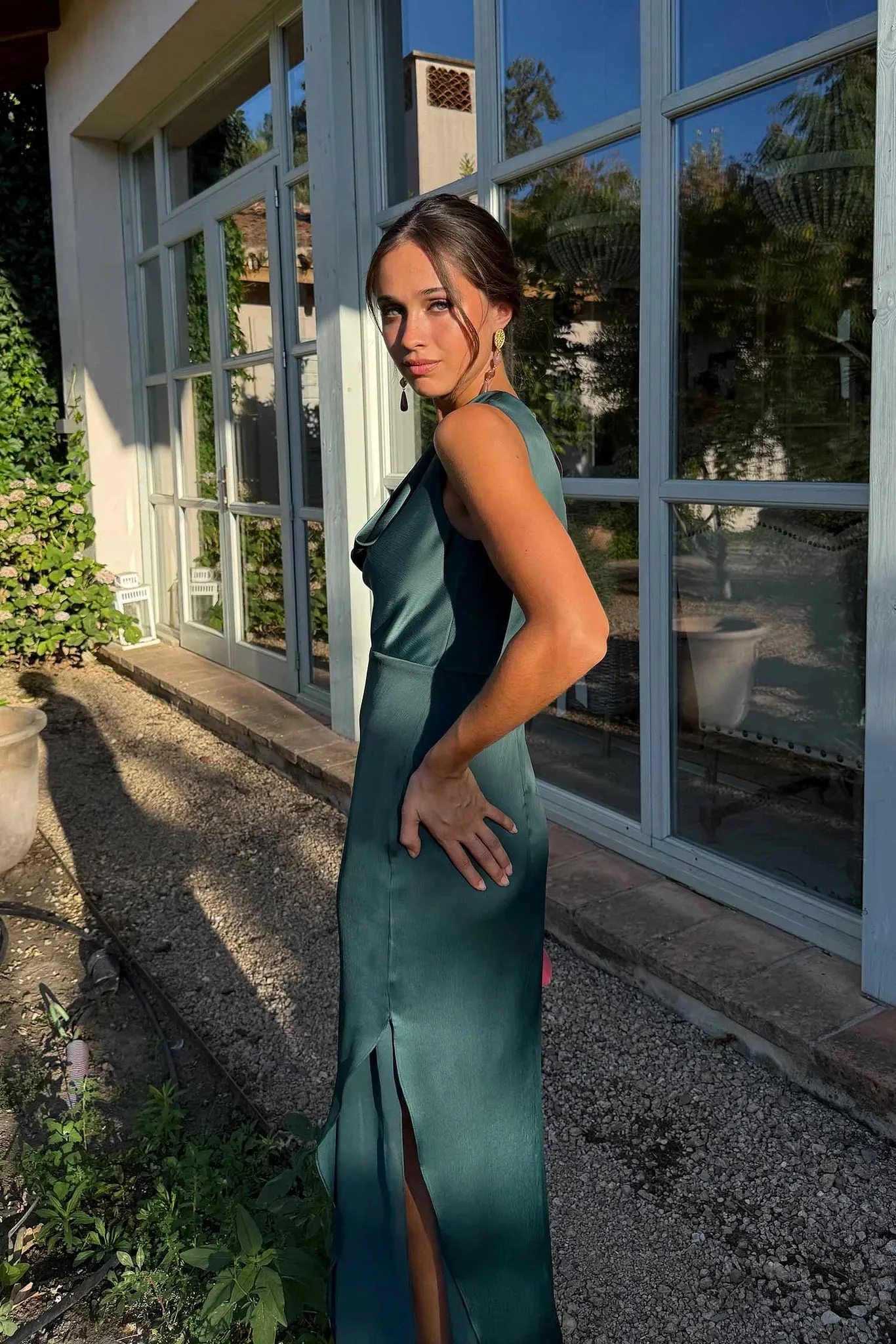 Bianca Satin Cowl Neck Maxi Dress - Image 2