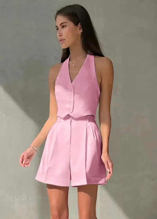 Bianca Tailored Halter Vest & Shorts Set - Image 10