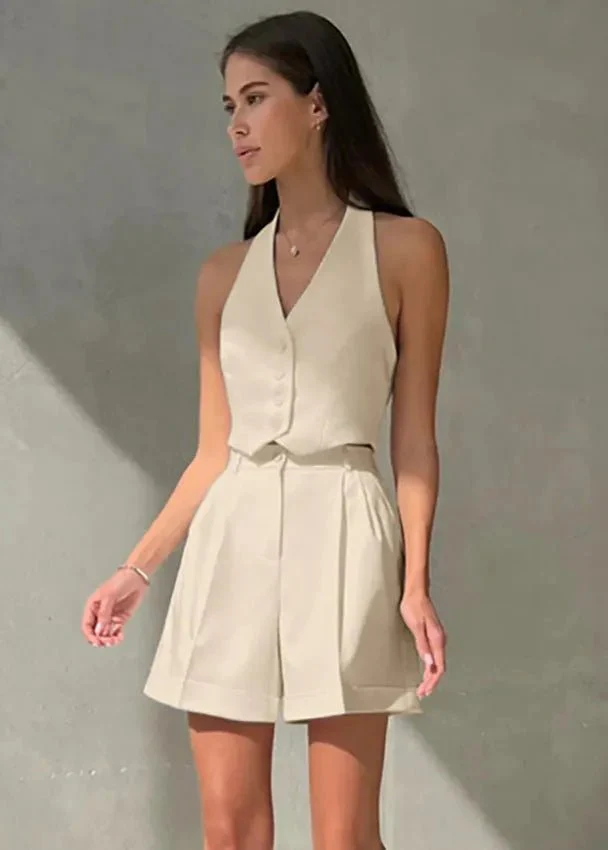 Bianca Tailored Halter Vest & Shorts Set - Image 3