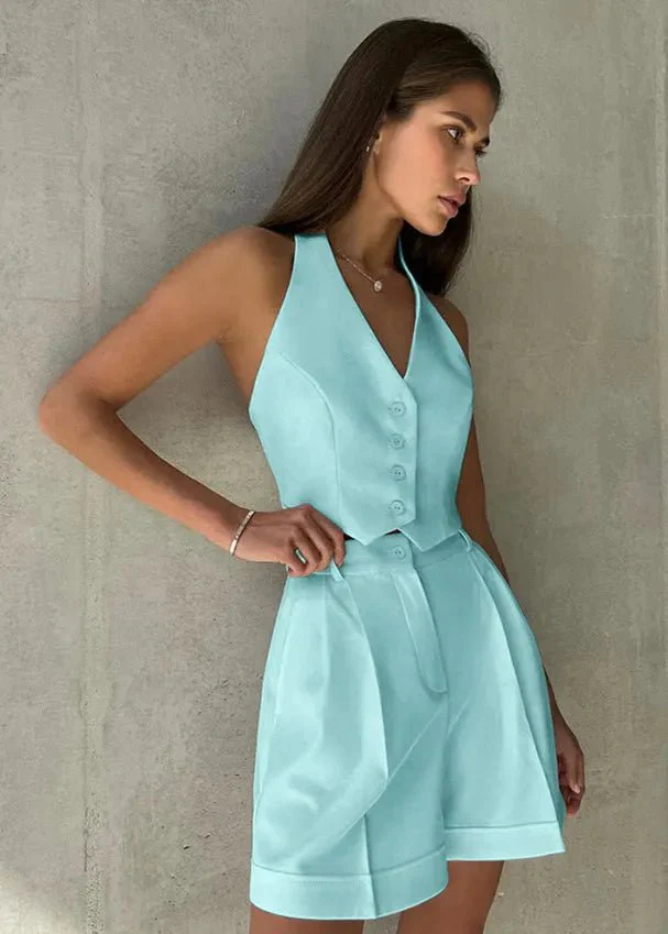 Bianca Tailored Halter Vest & Shorts Set - Image 6