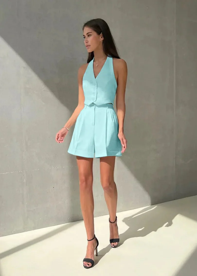 Bianca Tailored Halter Vest & Shorts Set - Image 7