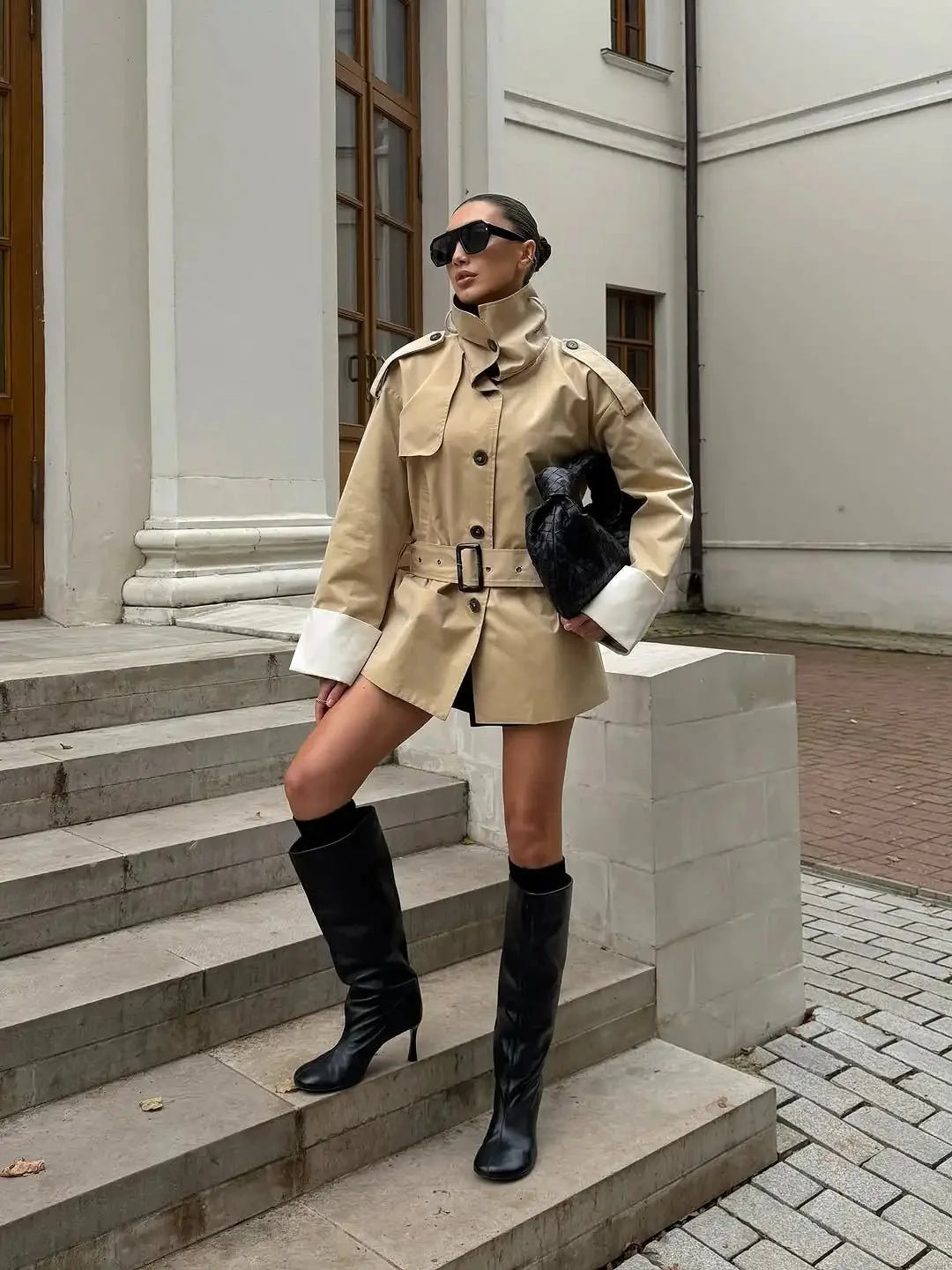 Brenda Contrast-Cuff Trench Jacket - Image 5