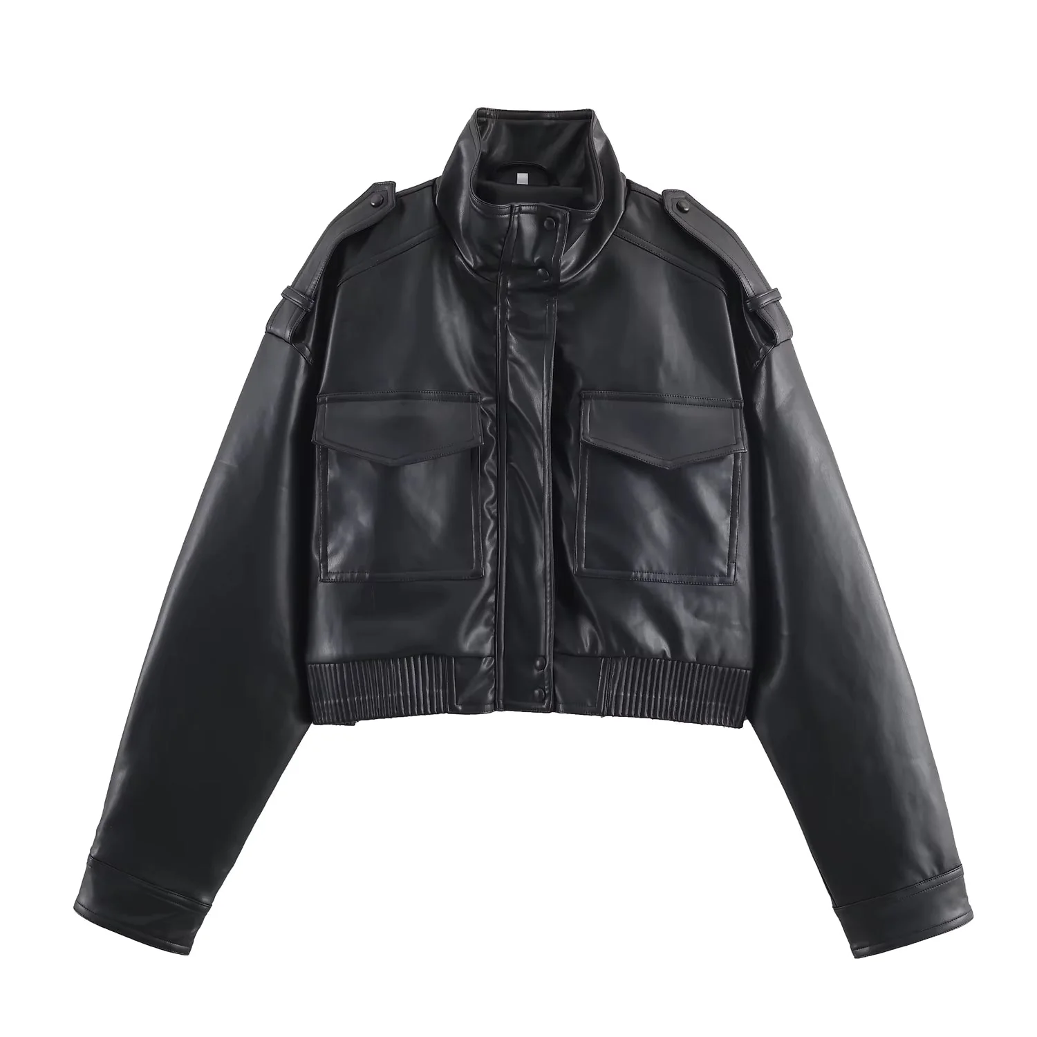 Brianna Faux Leather Bomber Jacket - Image 8
