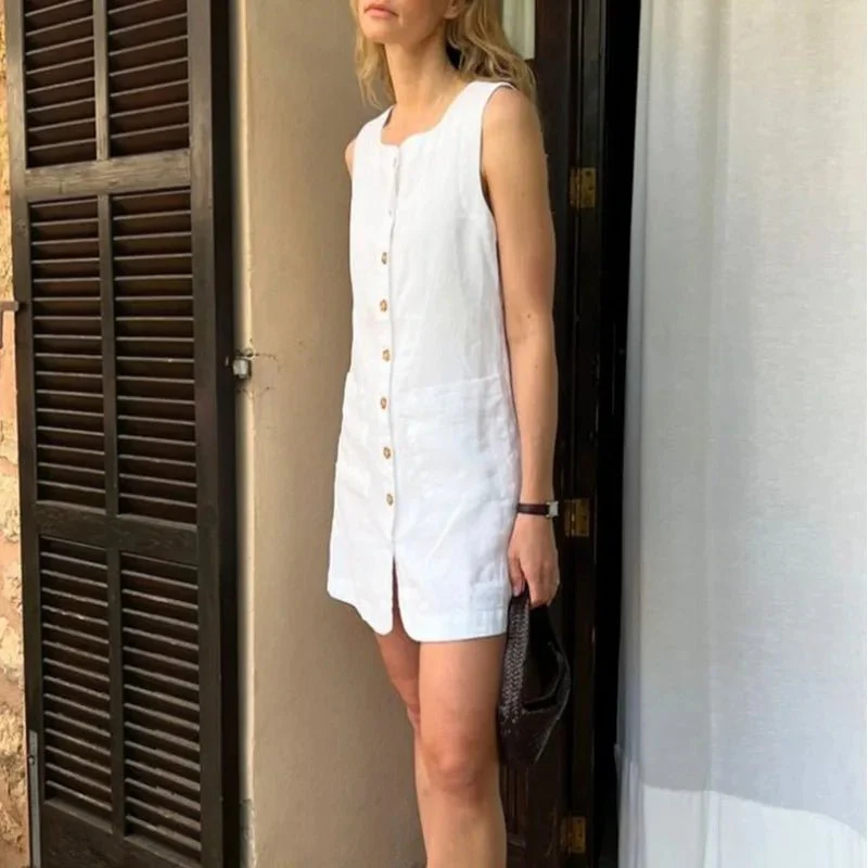 Briar Linen Square Neck Summer Dress - Image 2