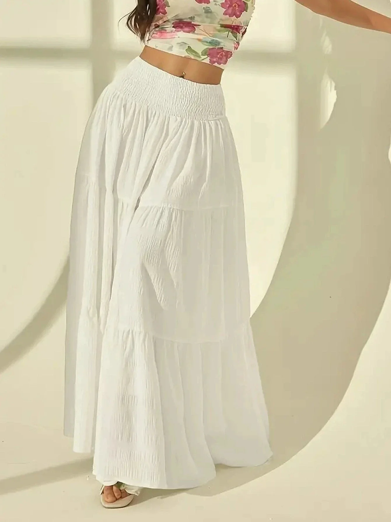 Calla Tiered Maxi Skirt Elastic Waist - Image 2