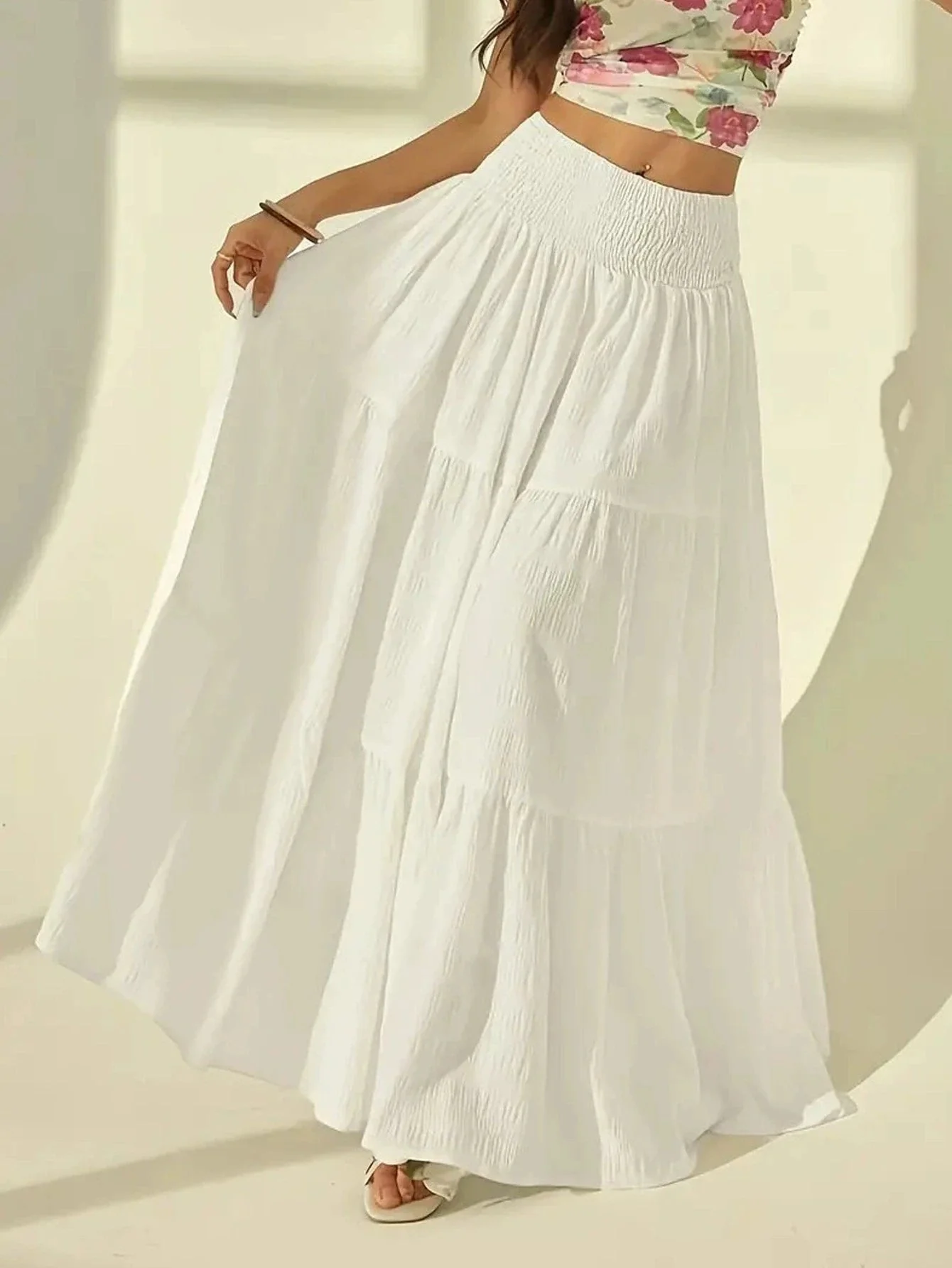 Calla Tiered Maxi Skirt Elastic Waist - Image 4