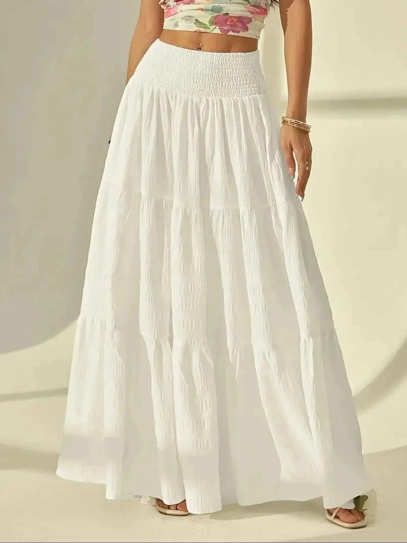 Calla Tiered Maxi Skirt Elastic Waist - Image 5