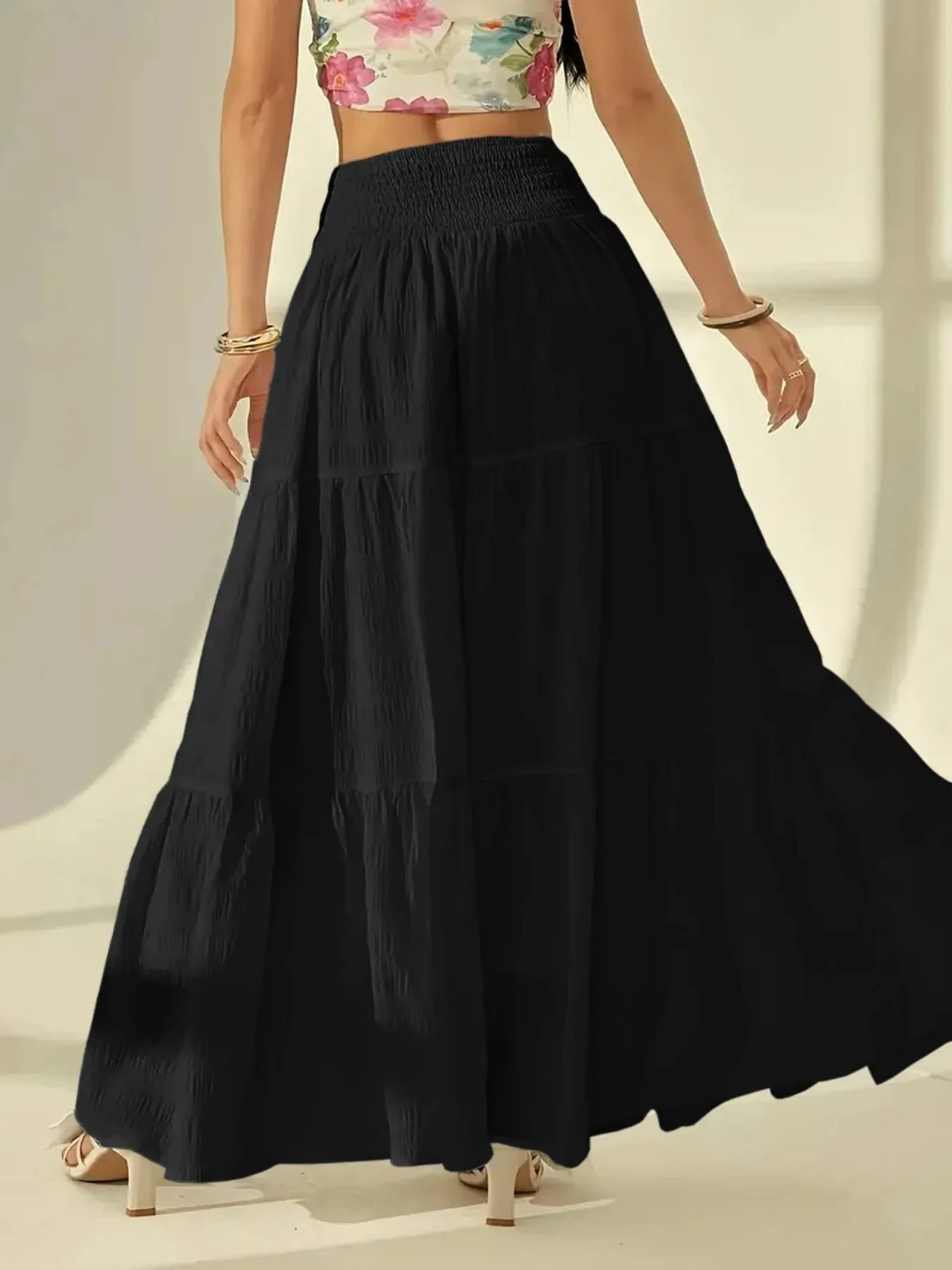 Calla Tiered Maxi Skirt Elastic Waist - Image 6