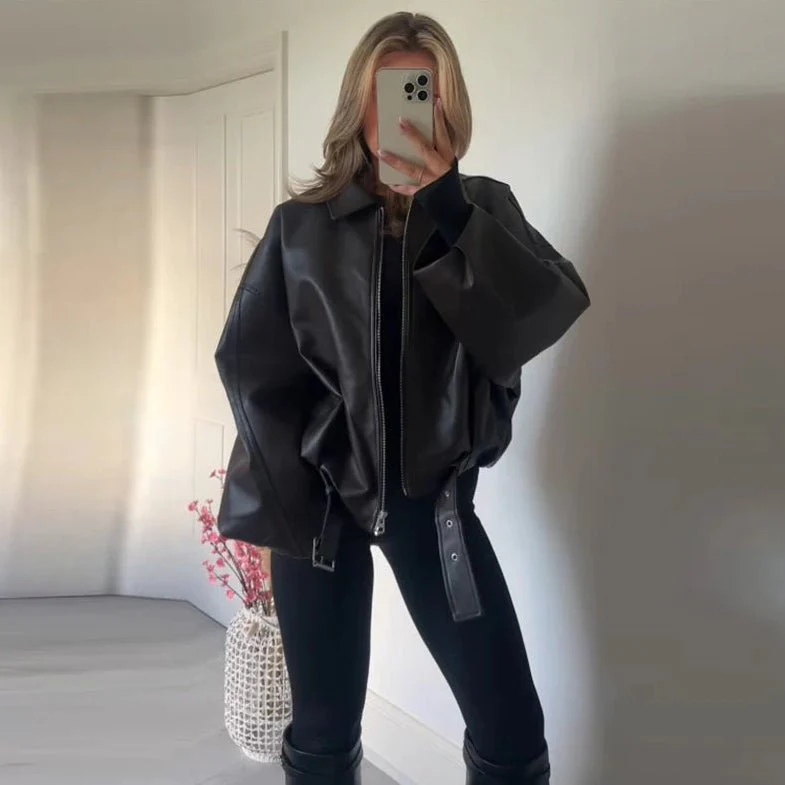 Carine Leather Moto Jacket - Image 8