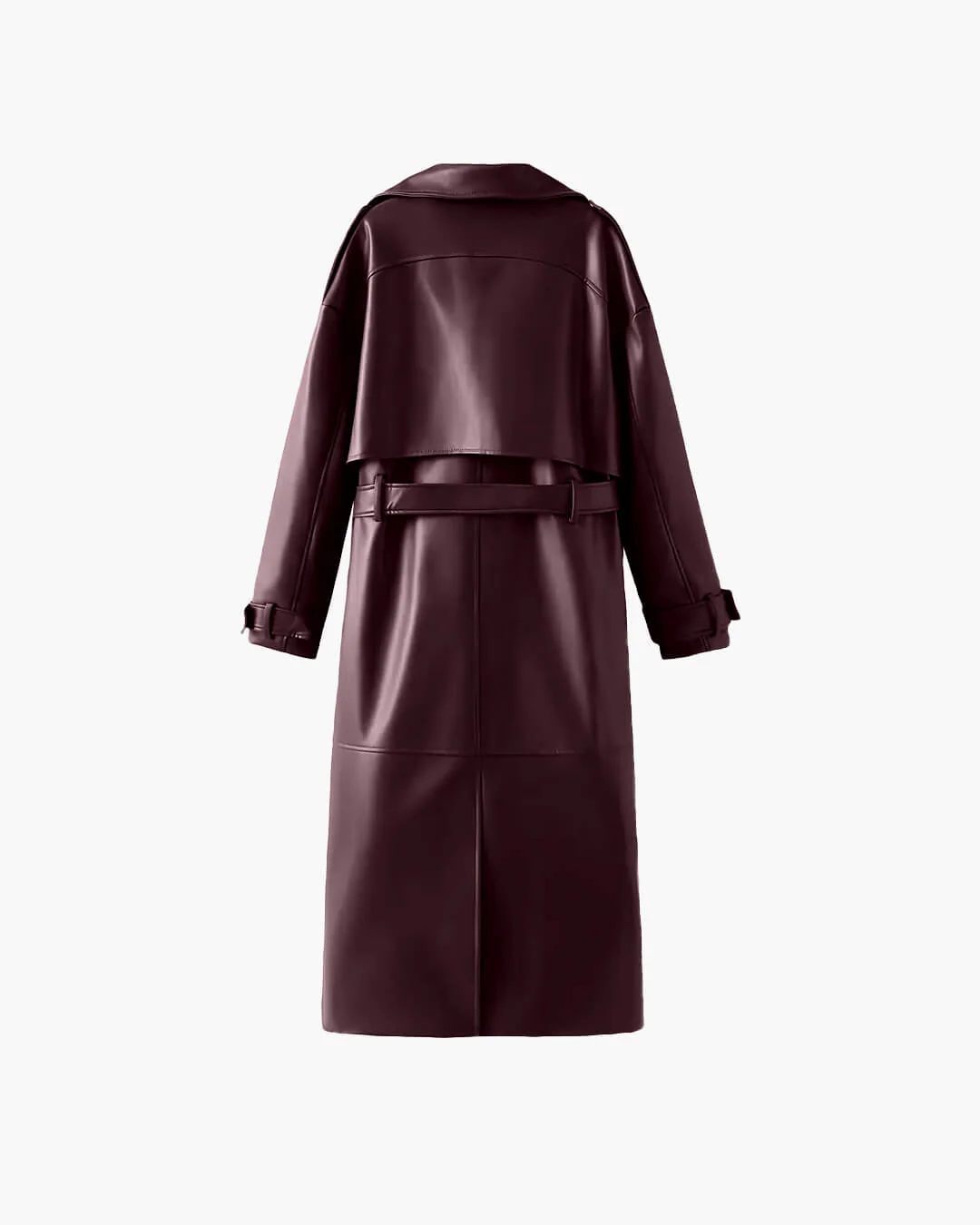 Cassy Faux Leather Maxi Trench Coat - Image 10