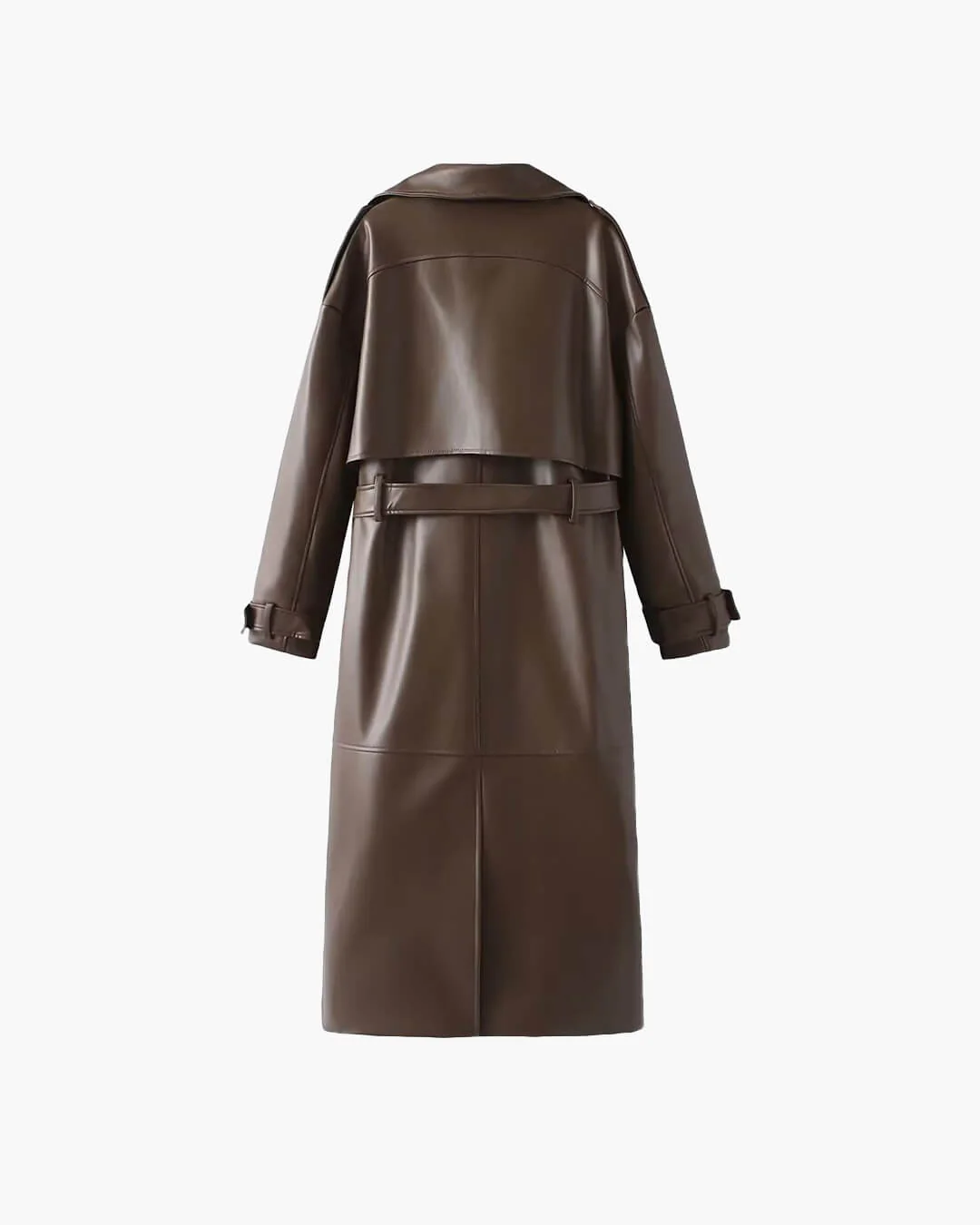 Cassy Faux Leather Maxi Trench Coat - Image 12