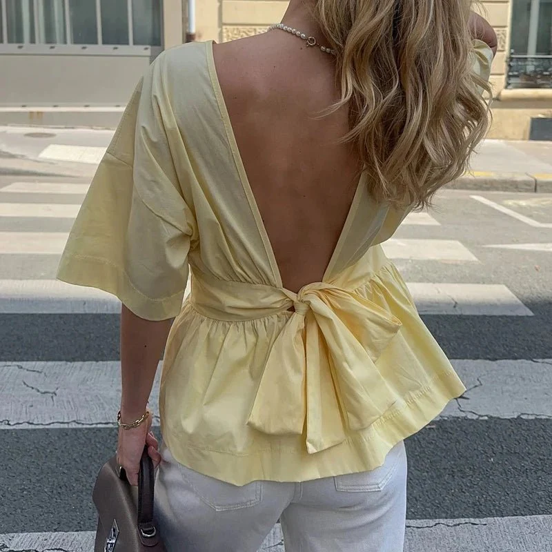 Cecile Ruffled Backless Blouse - Image 4