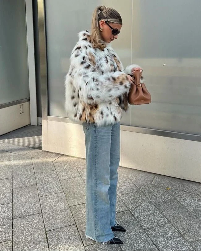 Celeste Leopard Faux Fur Coat - Image 7