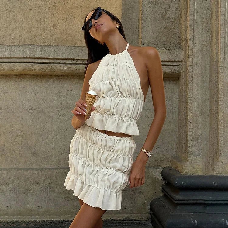 Celeste Pleated Backless Two-Piece Set