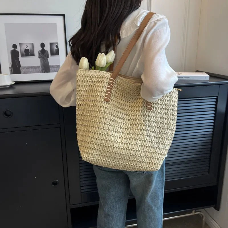 Celeste Woven Straw Beach Tote - Image 2