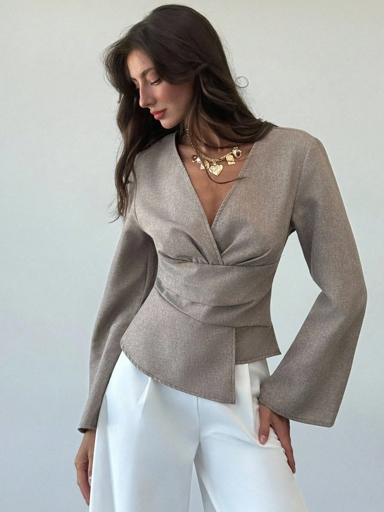 Chantelle Asymmetric Flare Sleeve Blouse