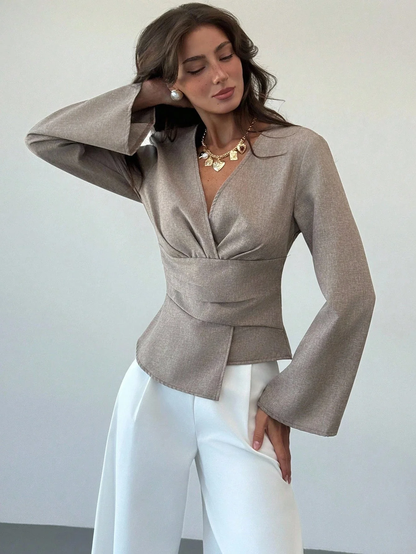 Chantelle Asymmetric Flare Sleeve Blouse - Image 3