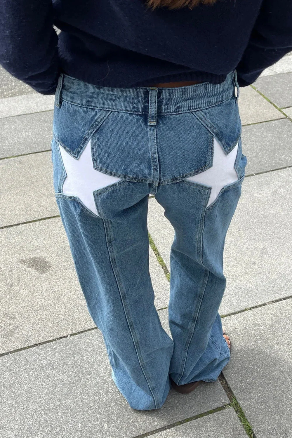 Charlize Star Patchwork Color-Block Jeans - Image 3