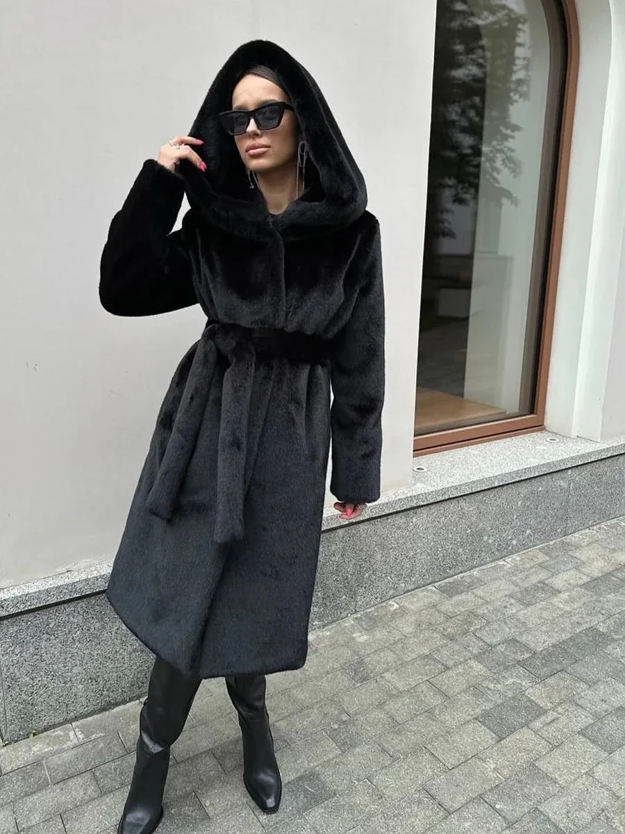 Chloe Hooded Long Coat - Image 6