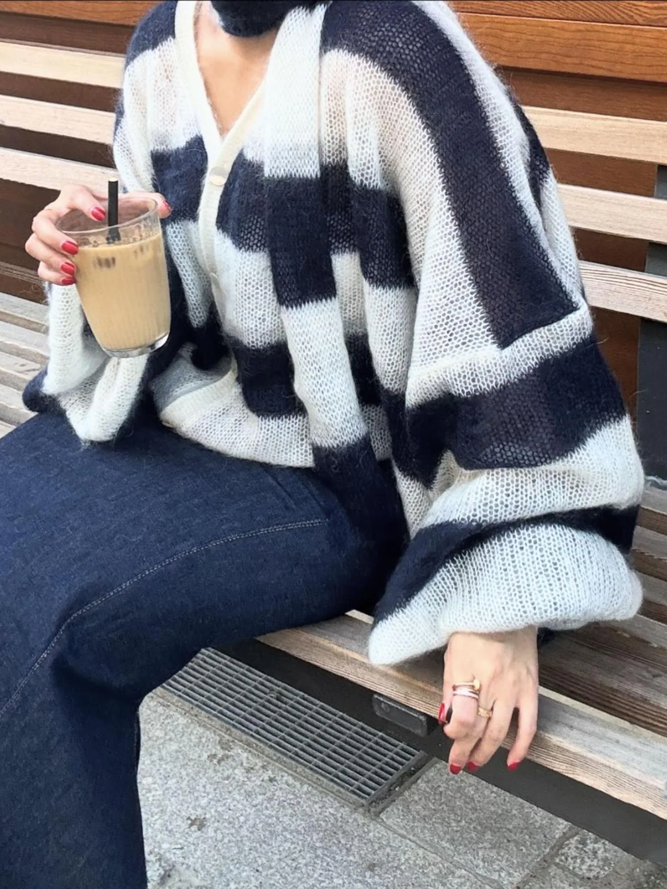 Christel Loose Striped Cardigan - Image 3