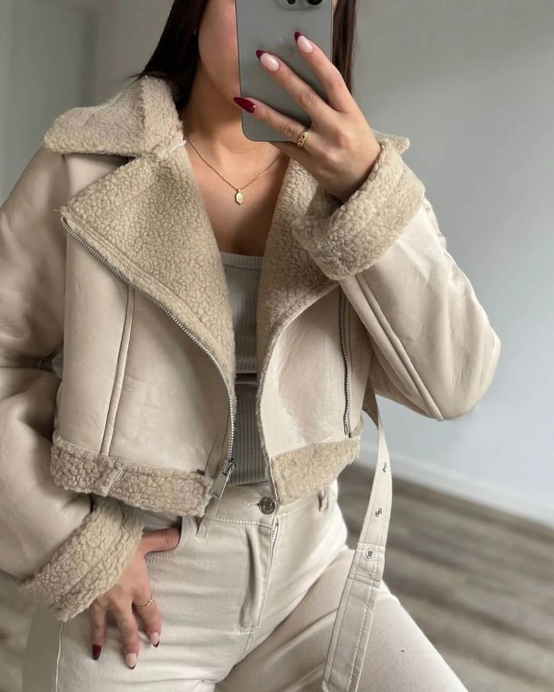 Cindy Suede Faux Fur Jacket - Image 5