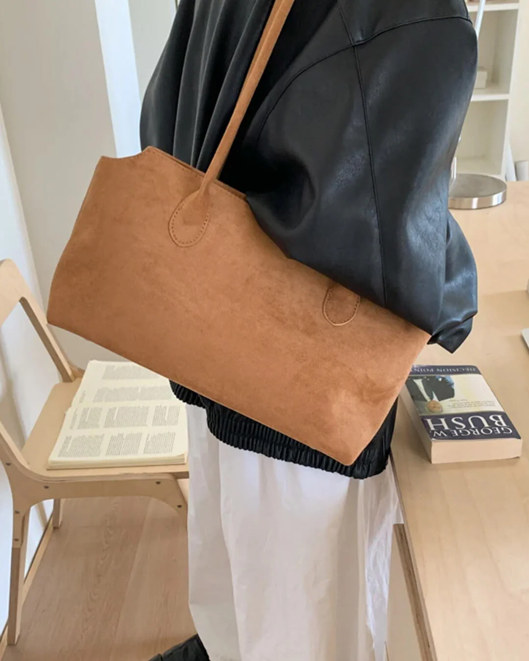 Claudine Faux Suede Shoulder Bag - Image 7