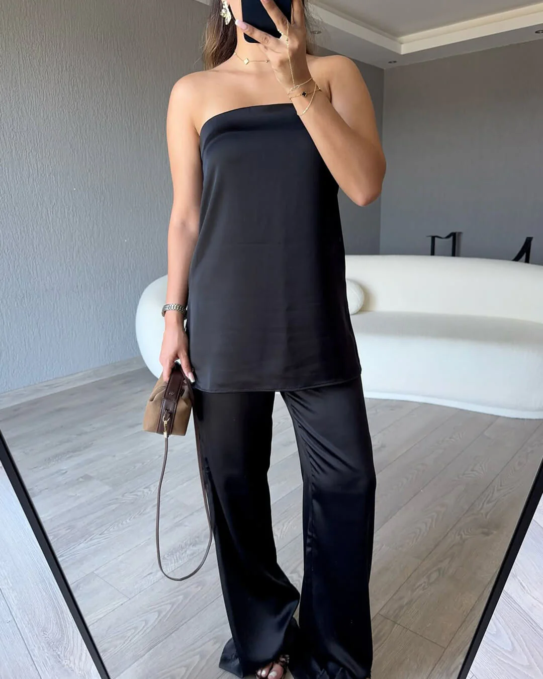 Claudine Satin Bandeau Pants Suit - Image 10