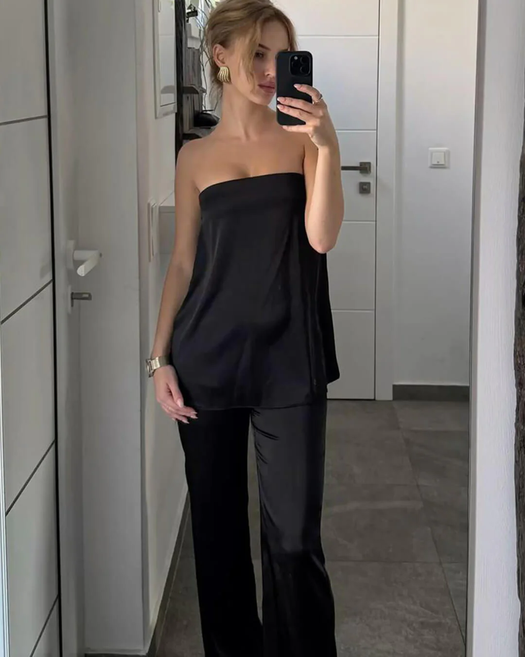 Claudine Satin Bandeau Pants Suit - Image 9