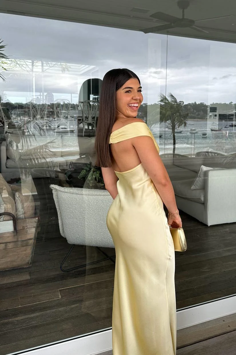 Clea Satin Off the Shoulder Maxi Dress - Image 3