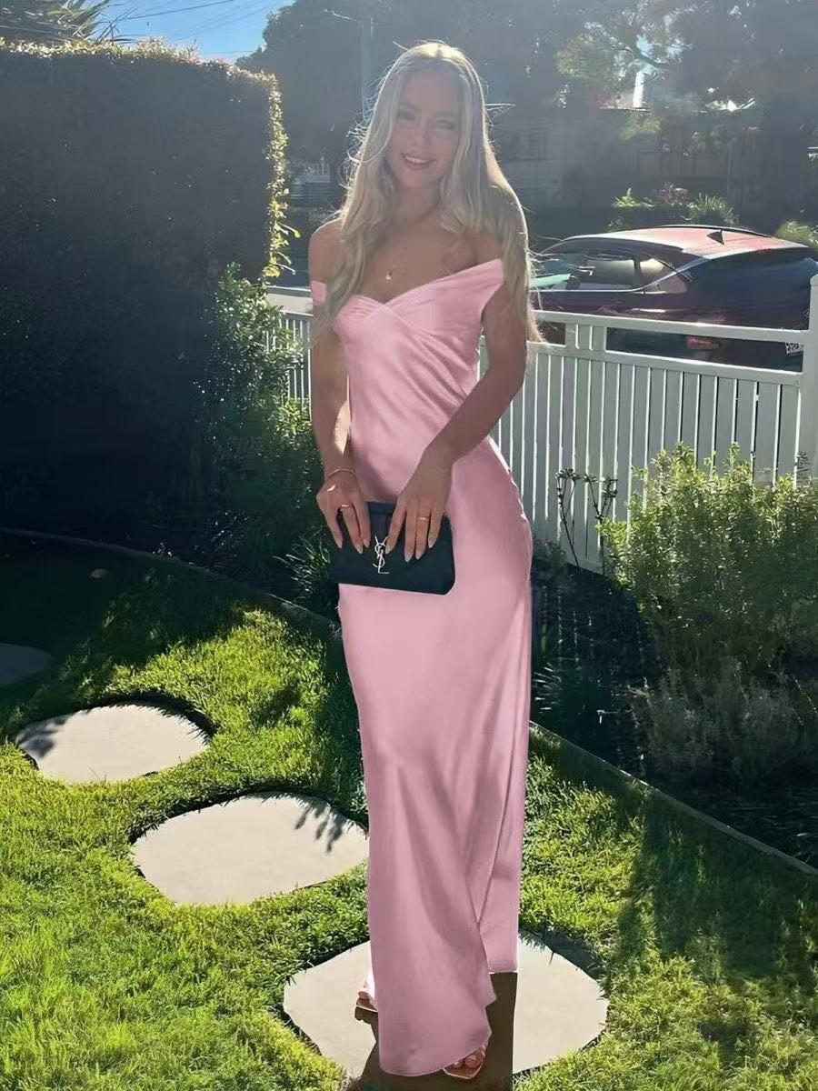 Clea Satin Off the Shoulder Maxi Dress - Image 8