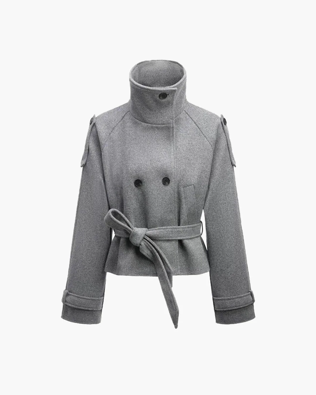 Debbie Stand Collar Short Trench Coat - Image 5