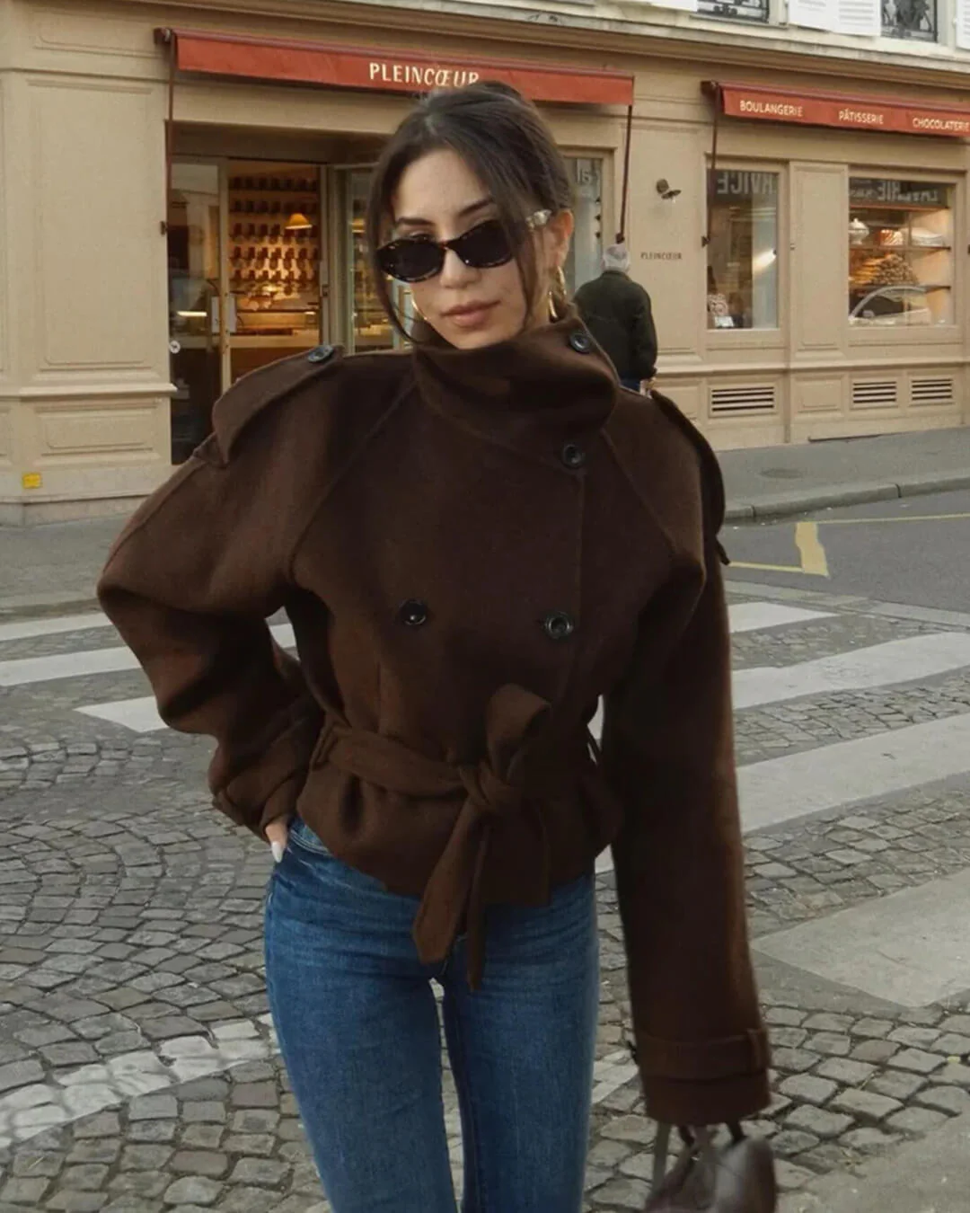 Debbie Stand Collar Short Trench Coat - Image 7