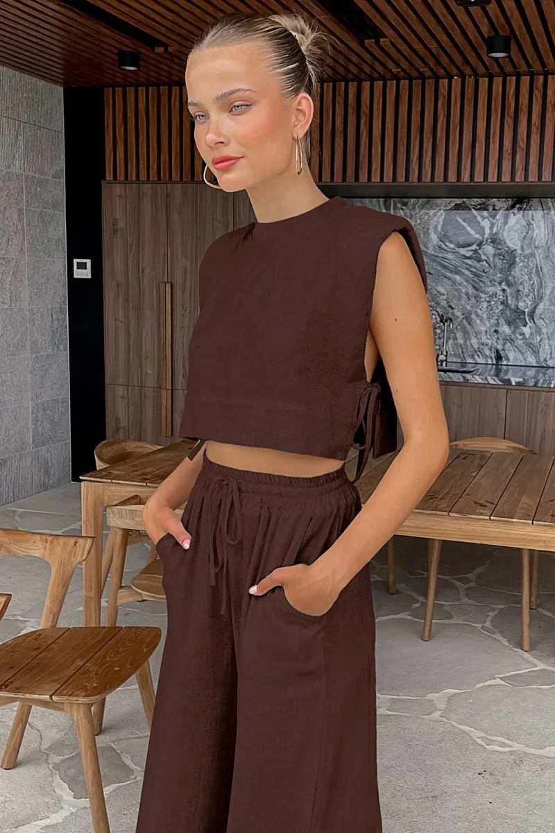 Delfina Linen Crop Top Two Piece Set - Image 6