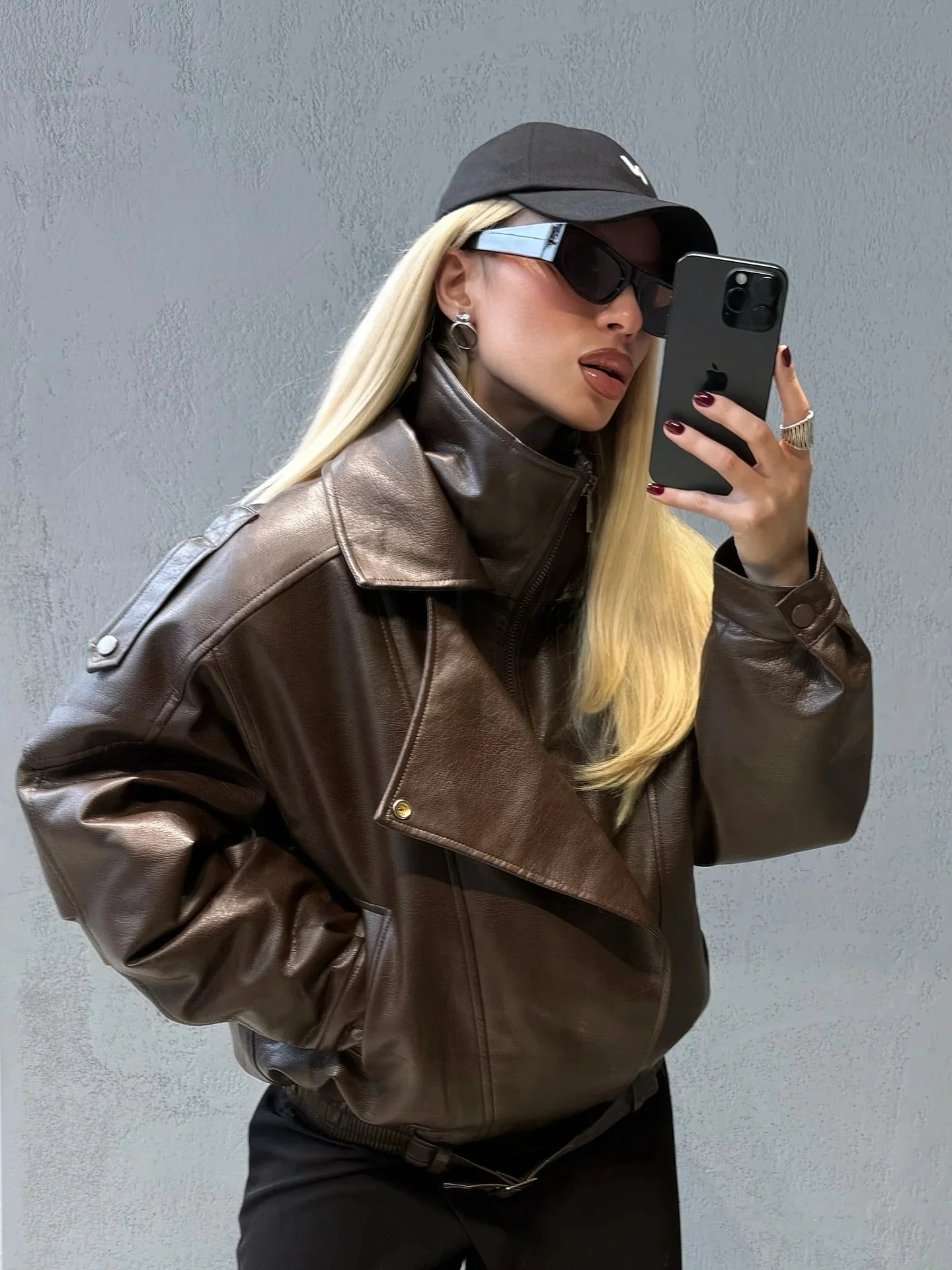 Denise Belted Leather Jacket - Image 2