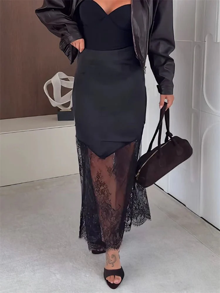 Diane Satin Lace Maxi Skirt - Image 5