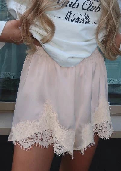 Dominique Satin Silk Lace Shorts - Image 11