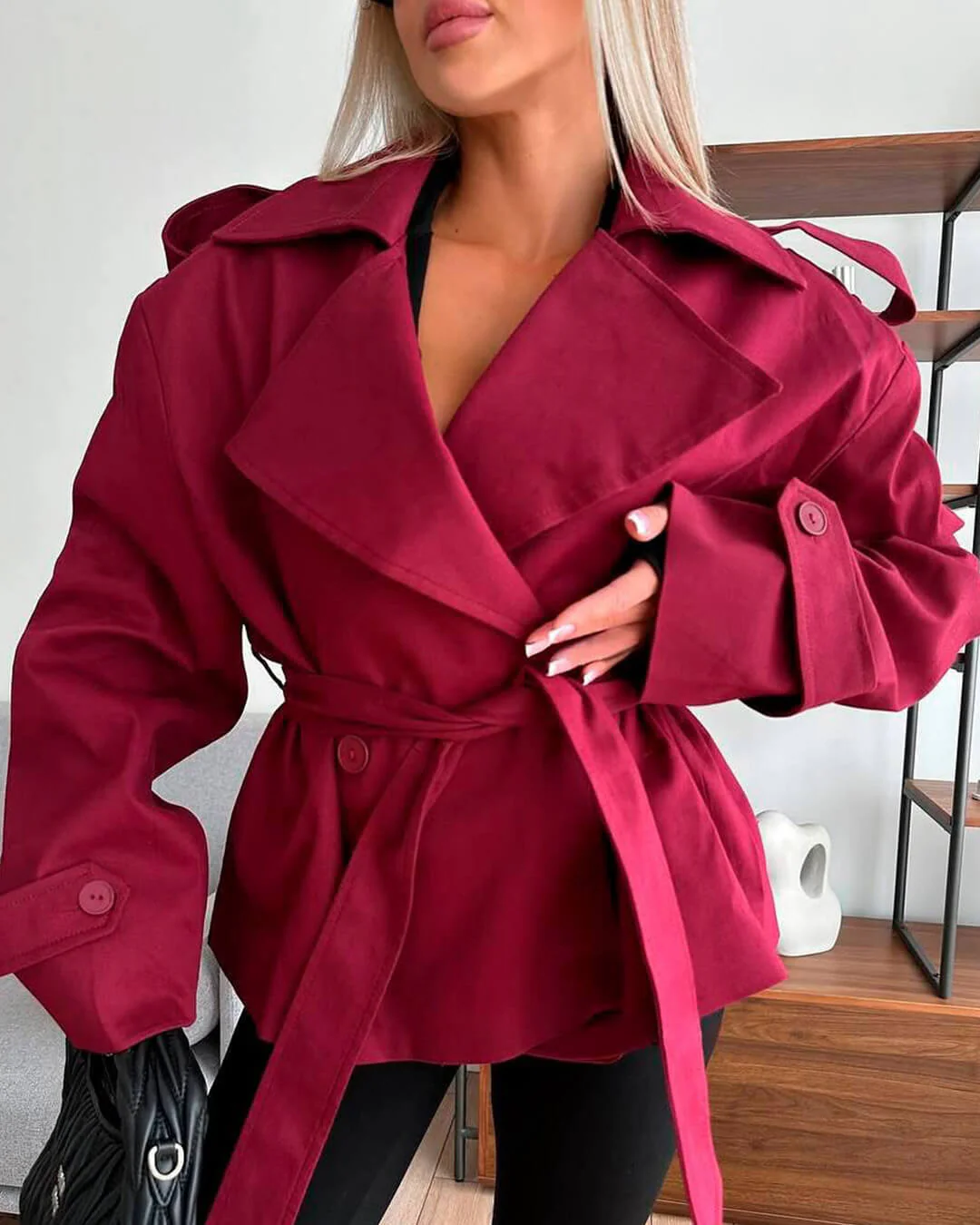 Dorothy Lace Up Short Trench Coat - Image 13