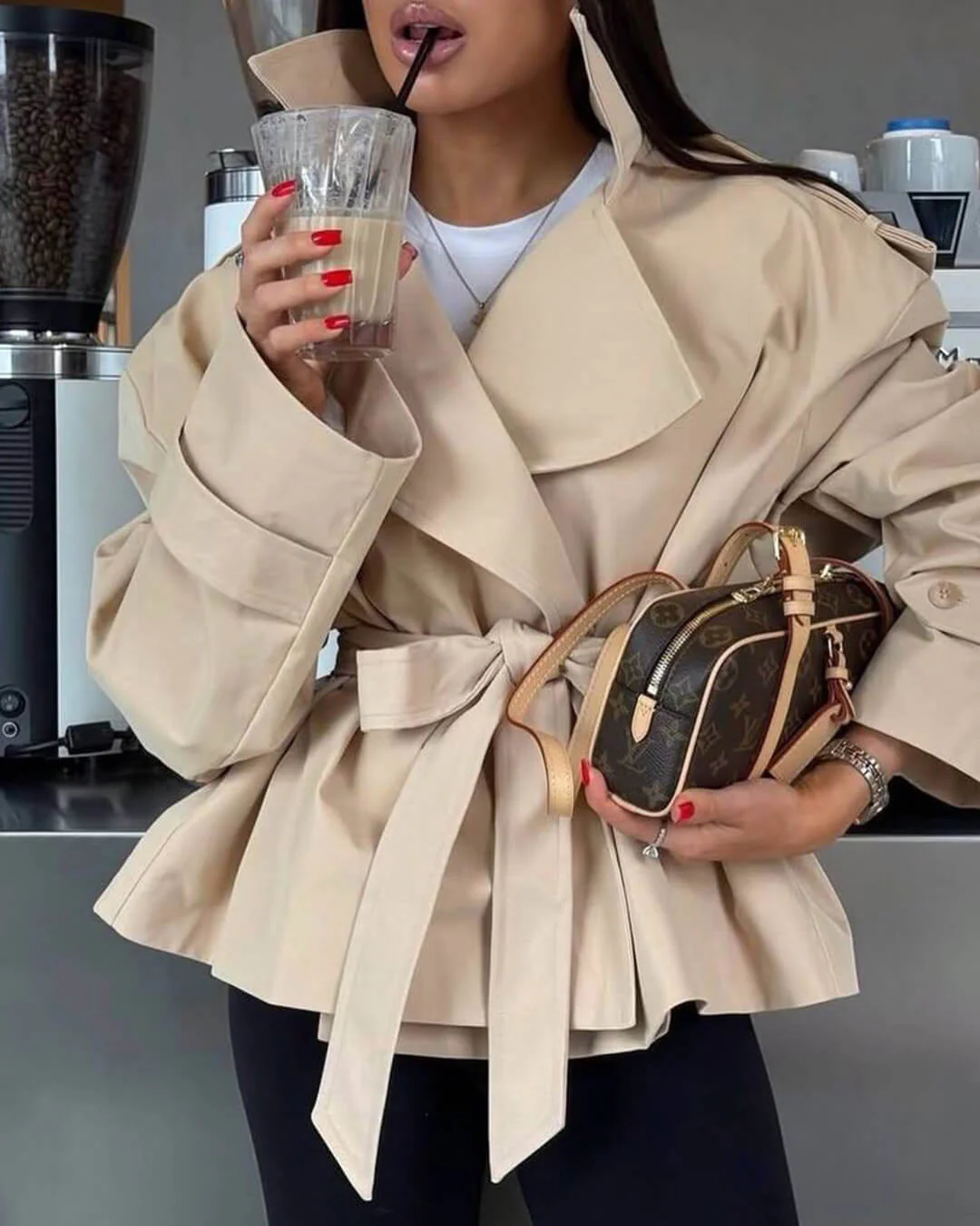 Dorothy Lace Up Short Trench Coat - Image 14