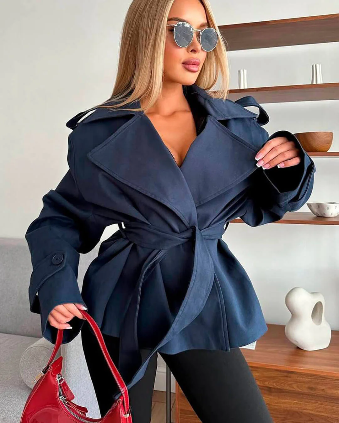 Dorothy Lace Up Short Trench Coat - Image 2