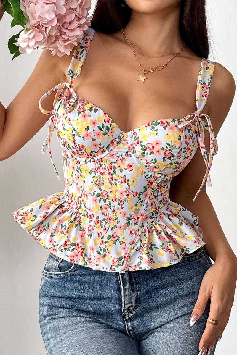 Elara Floral Peplum Tank Top - Image 7