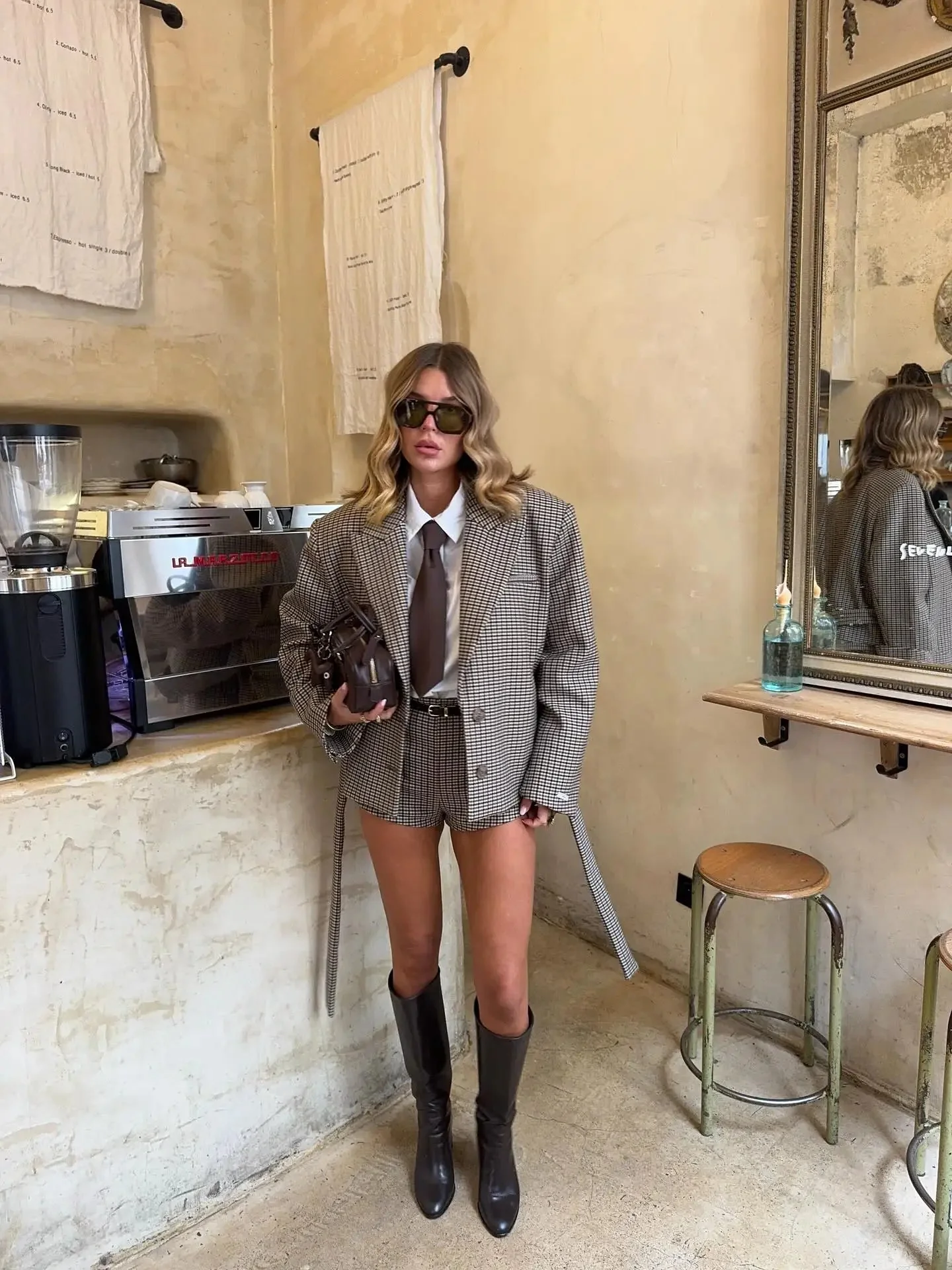Elena Plaid Blazer Shorts Set