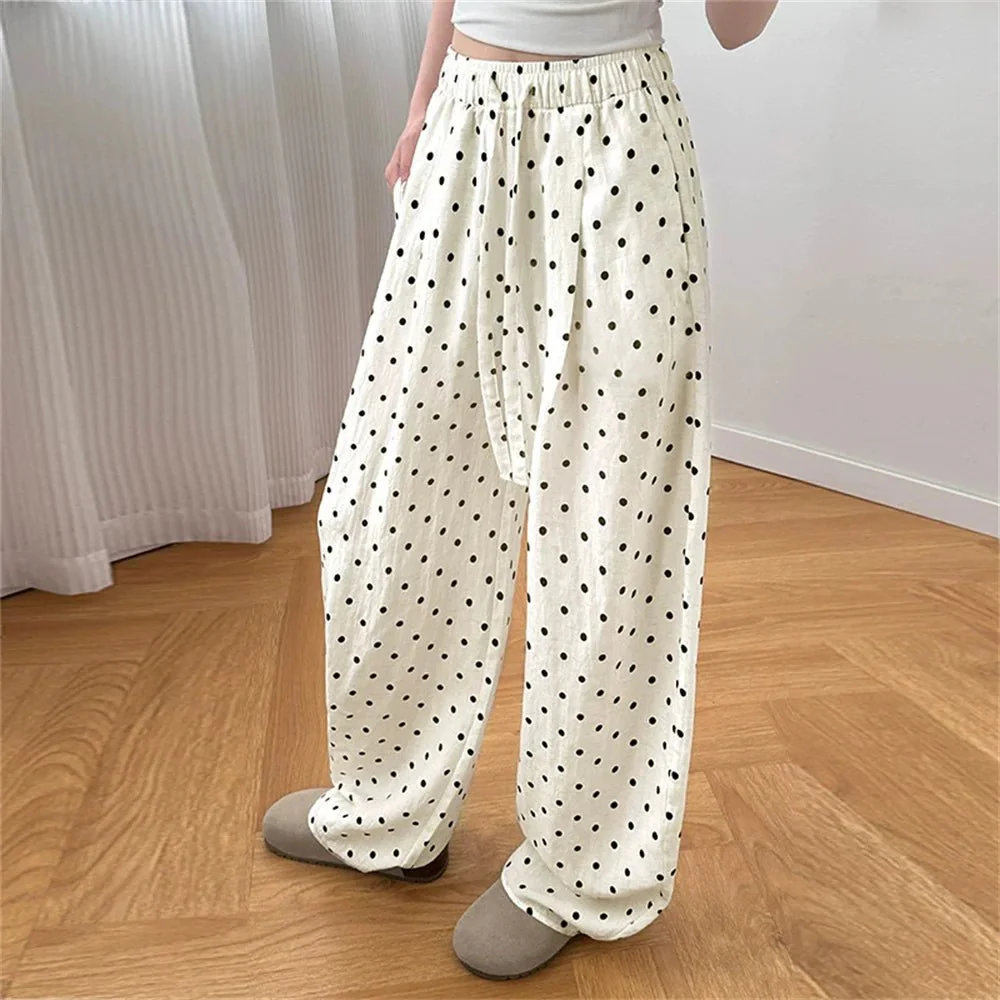 Elizabeth Polka Dot Wide Leg Linen Pants - Image 4