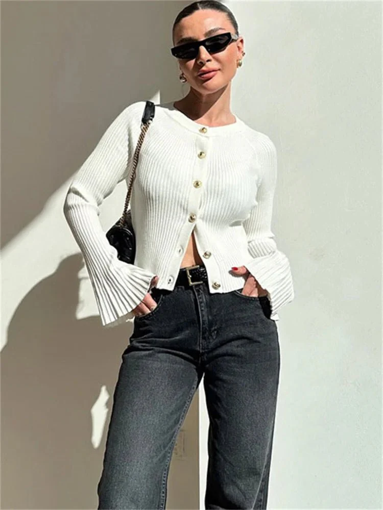 Eloisa Ribbed Knit Long Sleeve Cardigan - Image 3