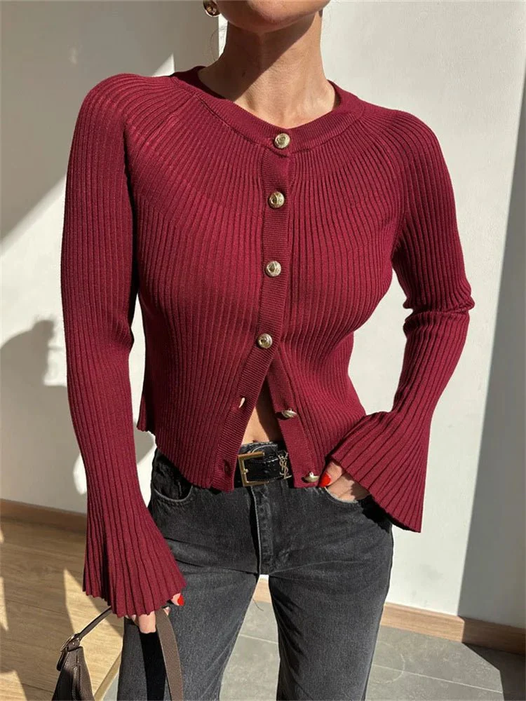Eloisa Ribbed Knit Long Sleeve Cardigan - Image 4