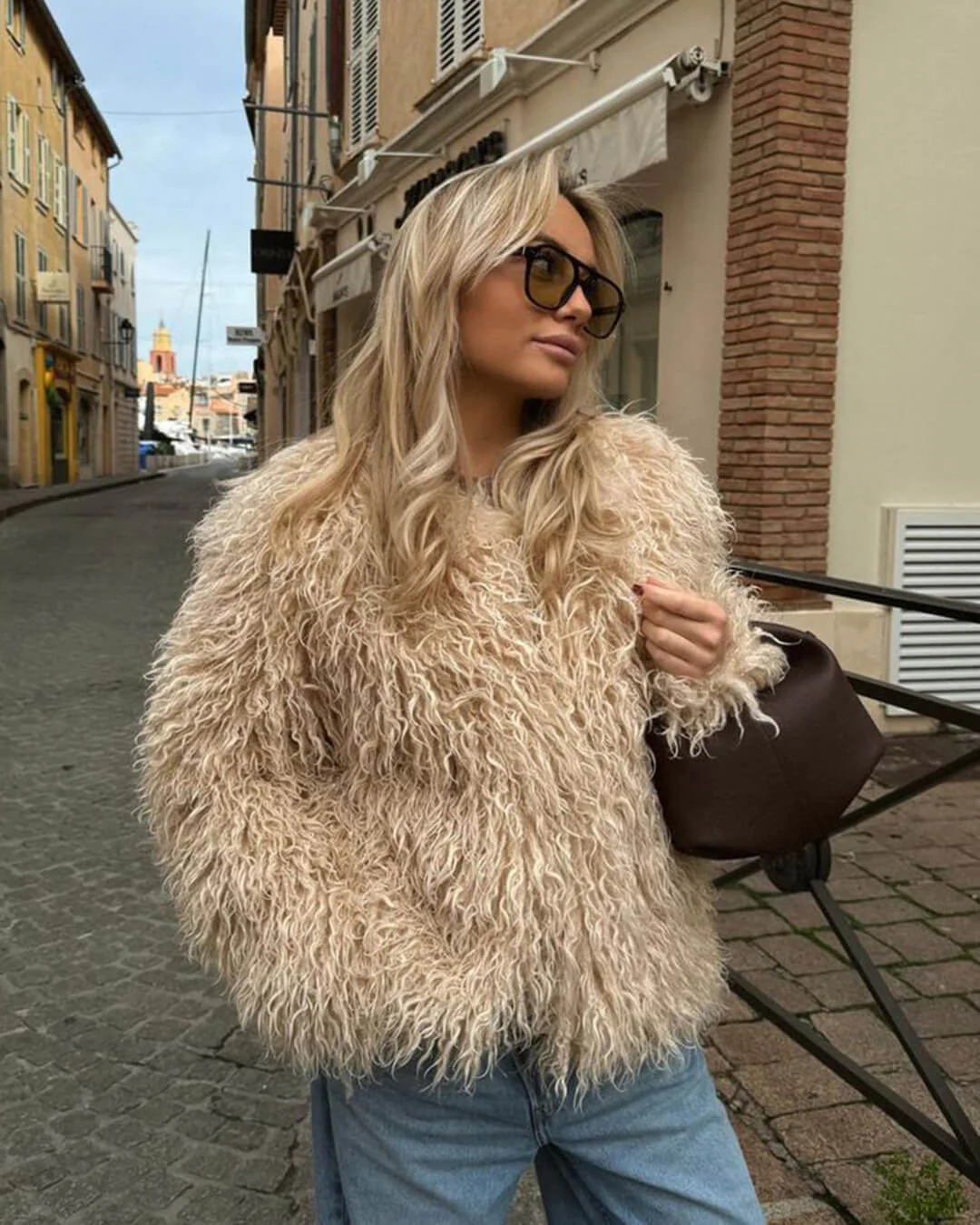 Elsie Fluffy Cropped Faux Fur Coat - Image 8